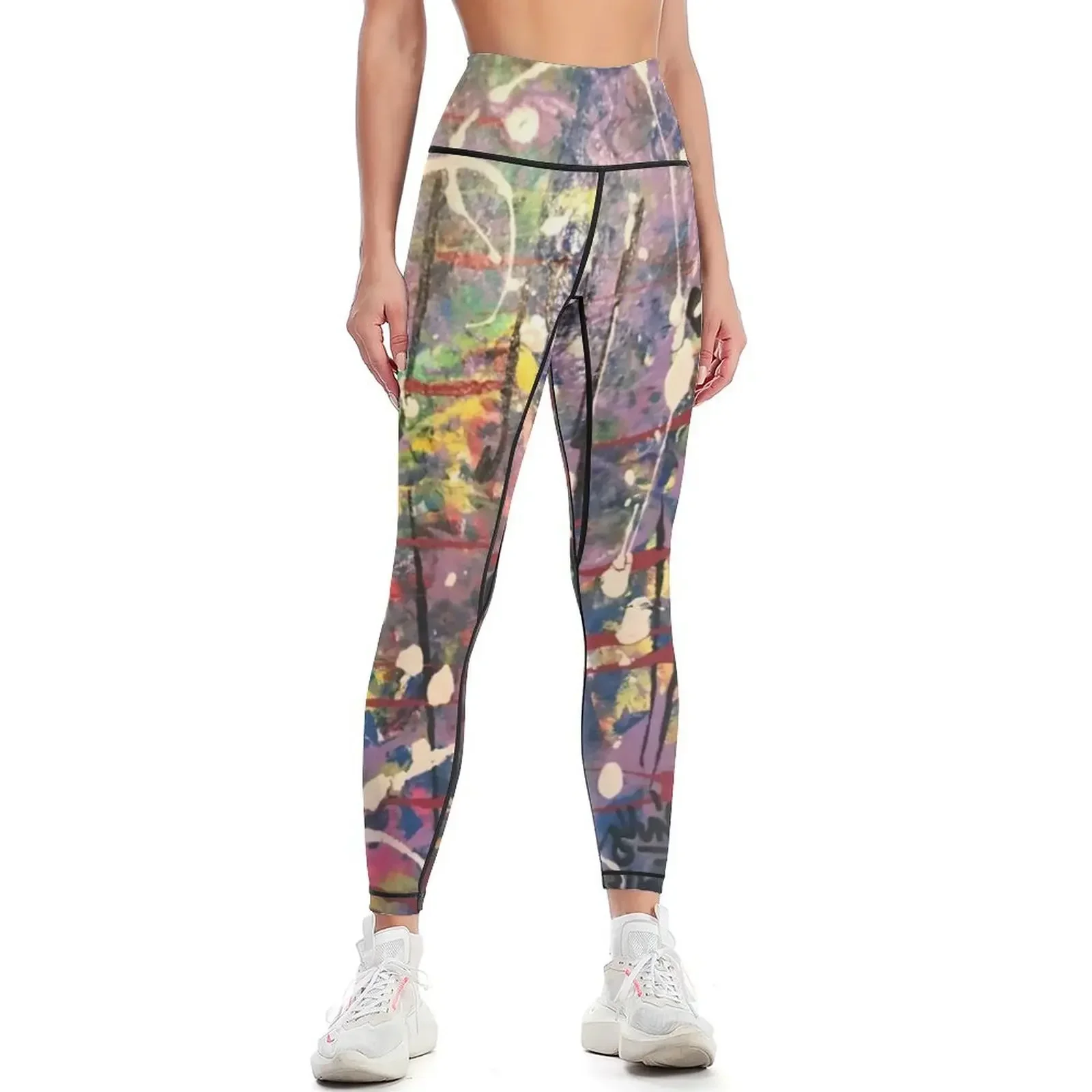 Abstract acrylic painting Leggings gym pants sporty woman push up gym clothing Golf wear Womens Leggings