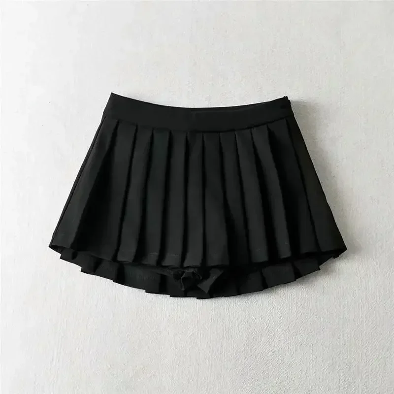 Summer High Waist Skirts Womens Sexy Mini Skirts Vintage Pleated Skirt Korean Tennis Skirts Short White Black