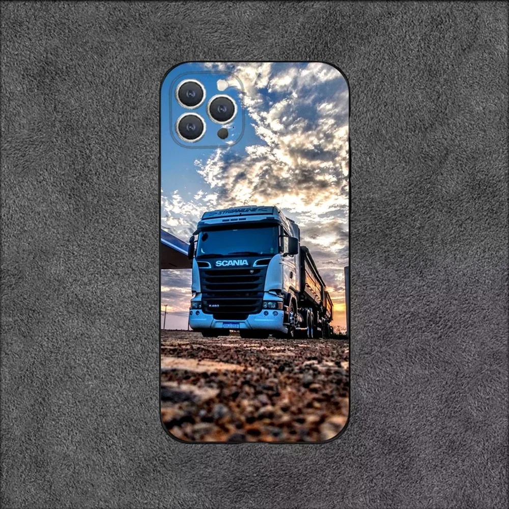 S-SCANIA Trucks SA-AB   Phone Case For iPhone 16,15,14,13,12,11,Plus,Pro Max,XS,X,XR,SE,Mini,8,7 Soft Silicone Black Cover