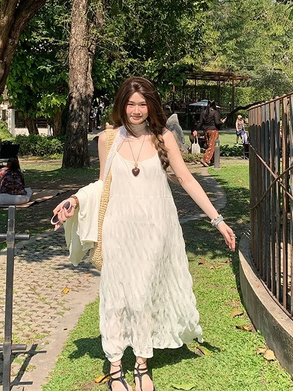 

Новая летняя женская плиссированная юбка больших размеров с V-образным вырезом, свободного кроя, в корейском стиле, с яркими декоративными элементами