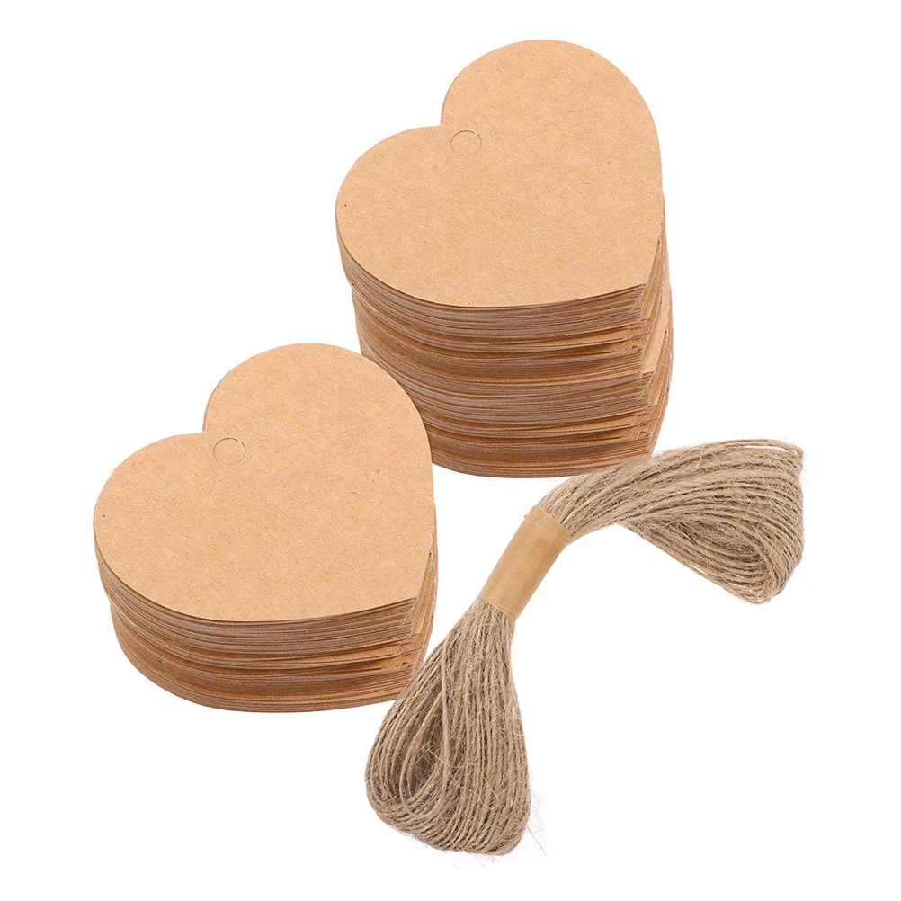 

500Pcs Heart Shaped Kraft Paper Tags Blank Hanging Tags for Wedding Birthday Birthday Favor Craft Packaging Heart Bag Labels