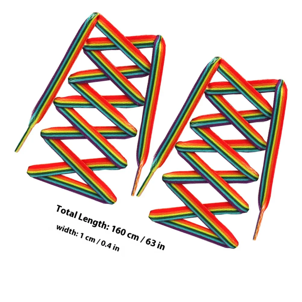 زوج واحد من رباط الحذاء بألوان قوس قزح متدرج ومتين من البوليستر الملون للأحذية الكاجوال والأحذية الرياضية بخطوط عمودية #5