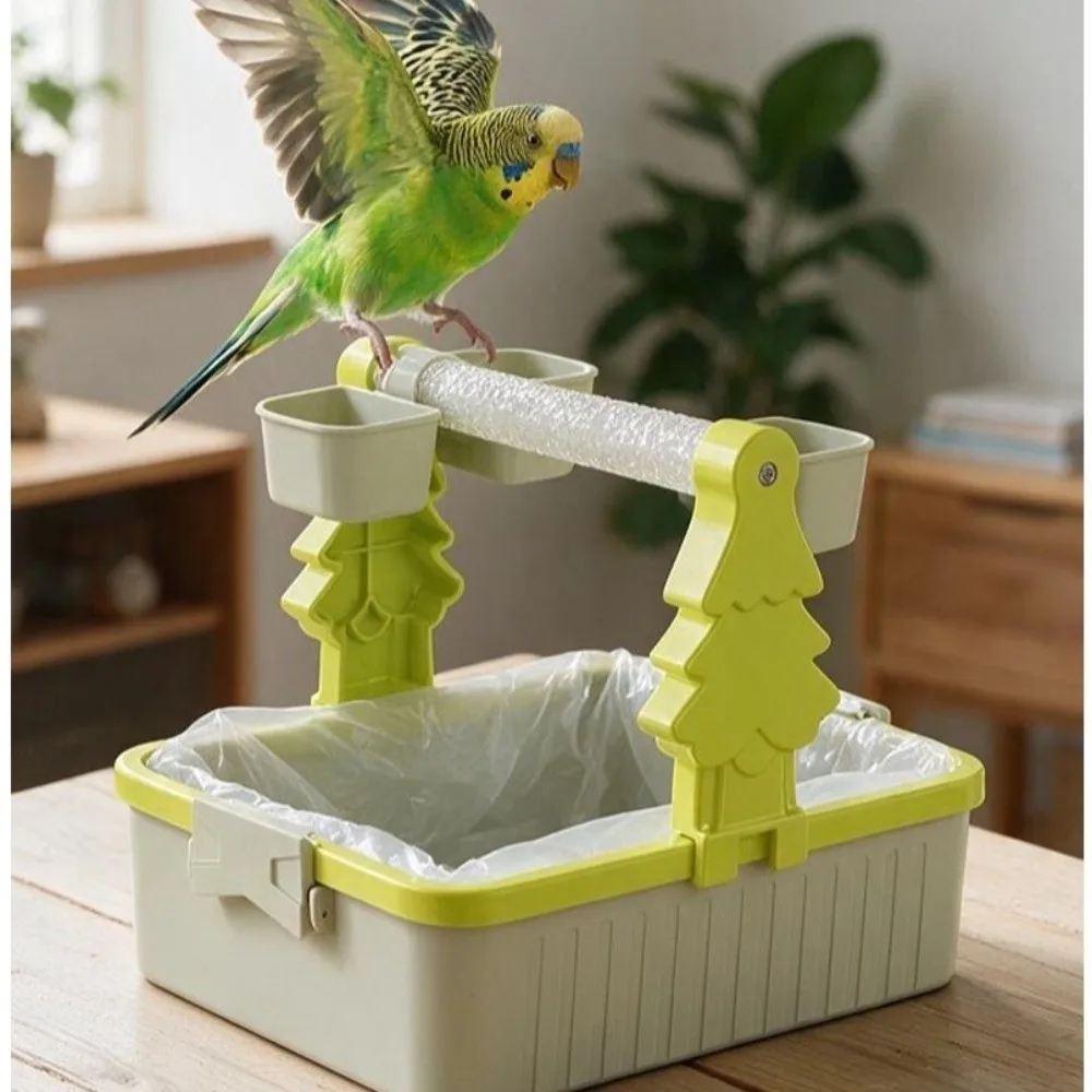 Portable Parrot Potty Training Platform Interactive With Food Cup Bird Feeding Station Rack Wear Resistant Anti-Splash