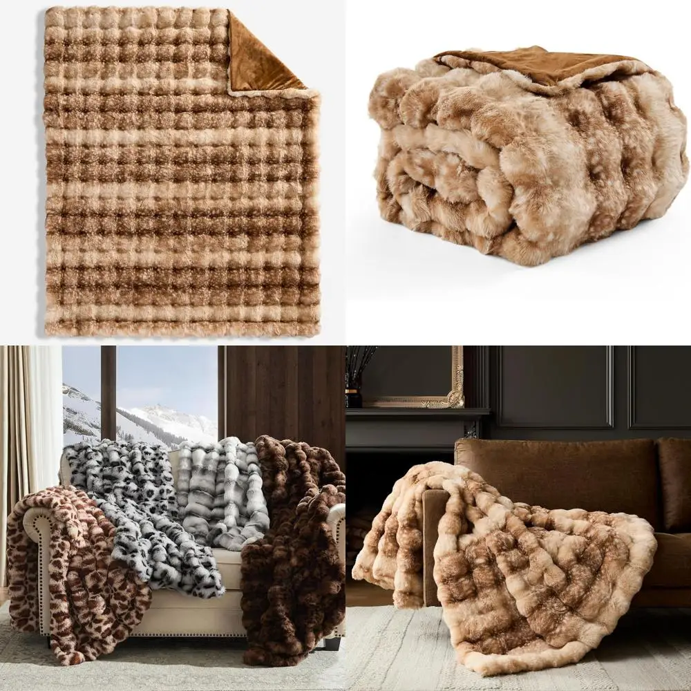 

Luxury Plush Rabbit Fur-Like Throw Blanket, Soft & Cozy for Couch, Sofa, Bed, 60x80, 950 GSM