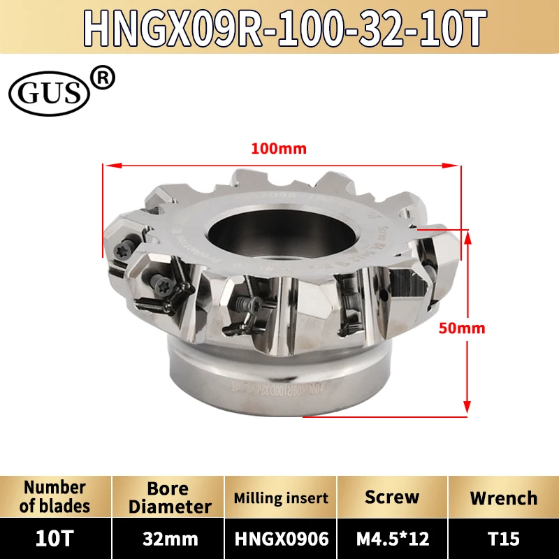 HNGX 09 45 Degrees Double Sided Heavy Duty Cutting Fast Feed Milling cutter head for HNGX0906 Insert CNC Lathe Tools Accessories