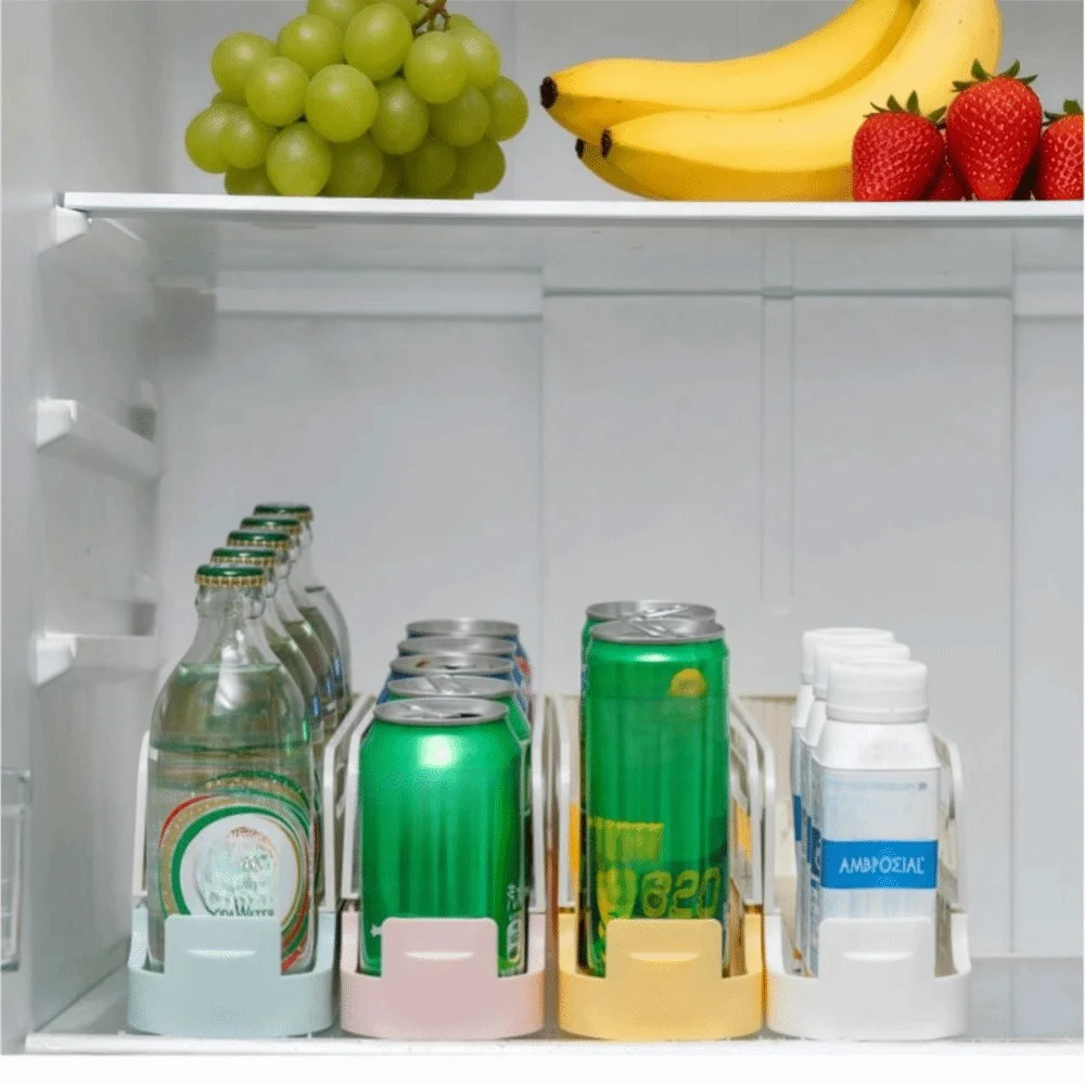 Self Rolling Soda Can Dispenser Large Capacity Space-Saving Drink Organizer with Handle Foldable Fridge Can Holder