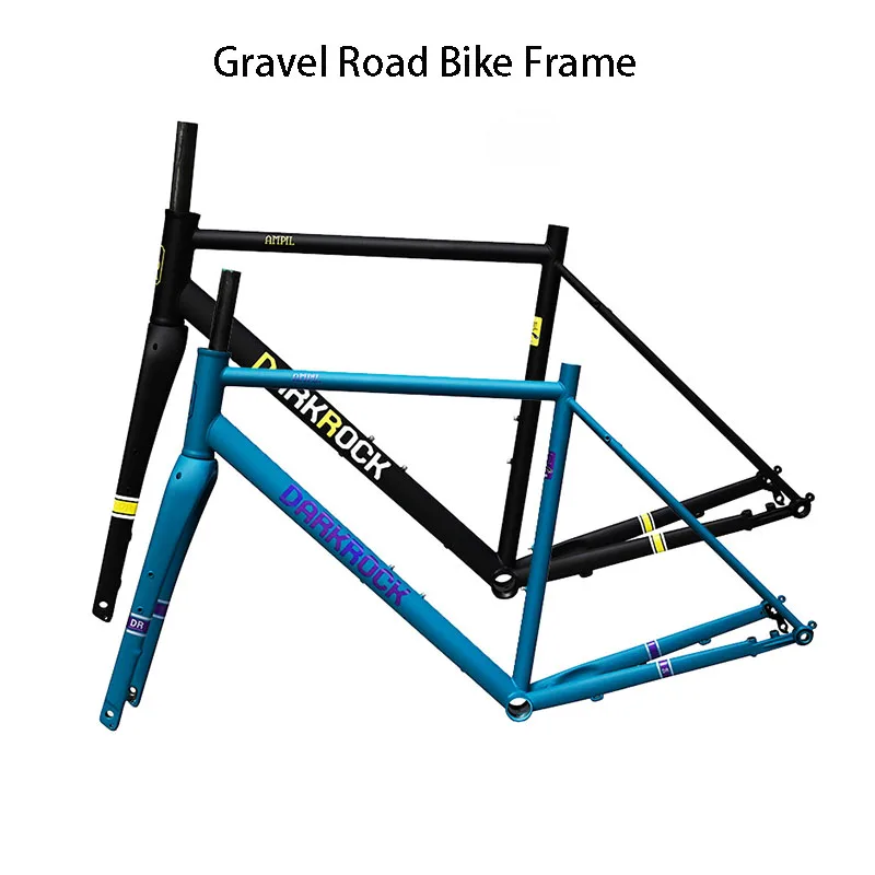 

DARKROCK-Travel Bike Frame, Road Frame, Treking Bike Frameset CR-M0 4130 Steel Carbon Fork, Longrider Road Bicycle Frame, 700C