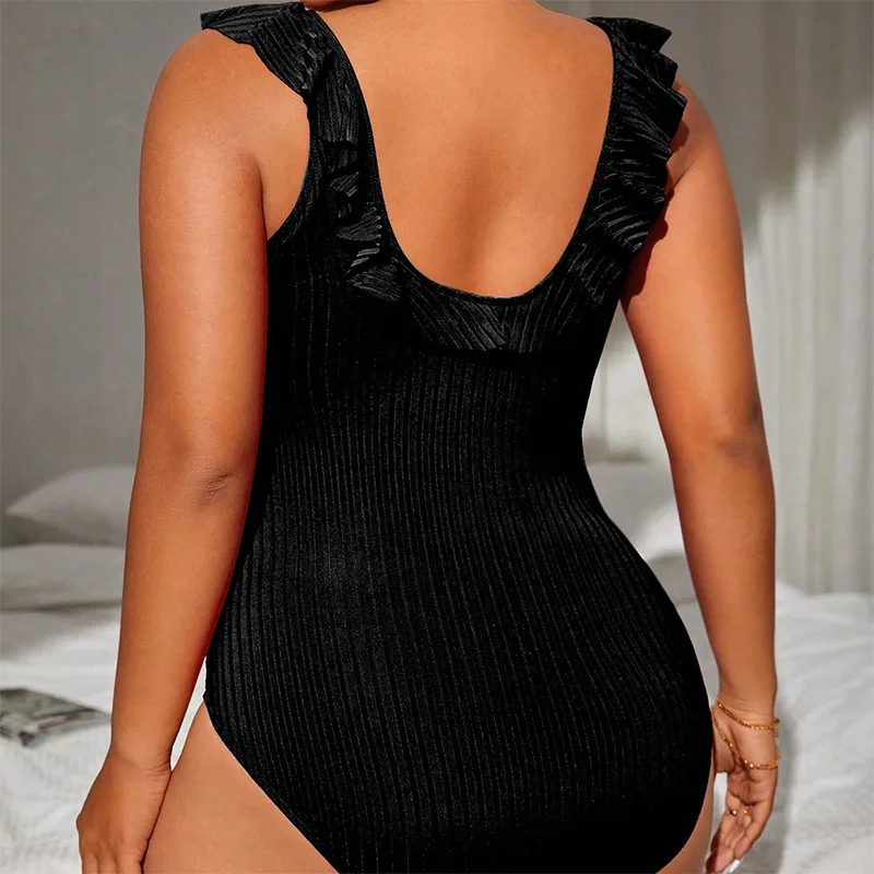 Plus Size One-Piece Swimsuit, V Lace, Backless, Sexy Bikini, Swimsuit for Big Sized Girl, New, 2022