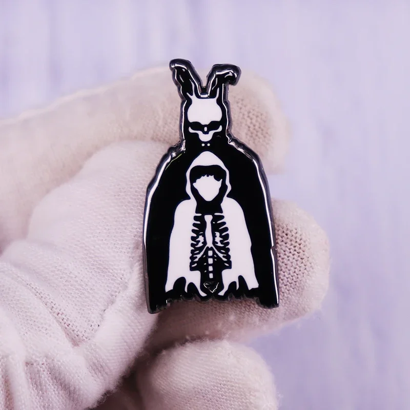 Donnie Darko Enamel Pin Rabbit Skeleton Brooch Horror Movie Badge Fashion Jewelry Decor