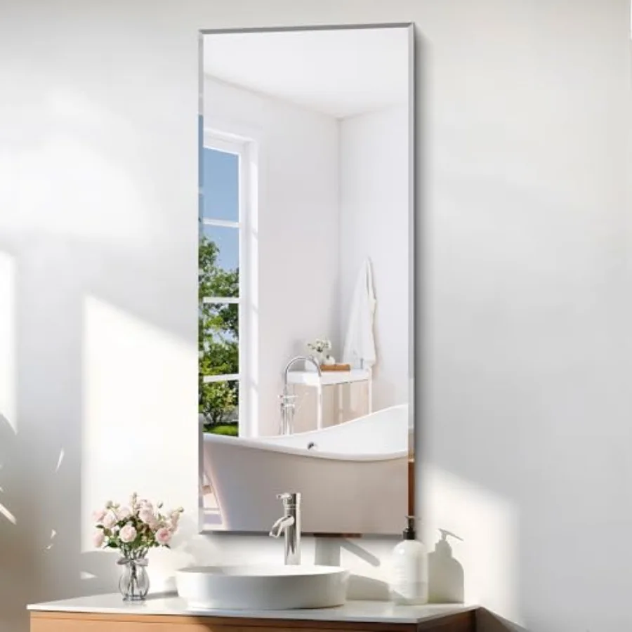 

Beveled Mirror, 20x48 Inch Bathroom Mirror for Over Sink, Upgraded Shatterproof Beveled Unframed Design Mirror for Bathroom, Be