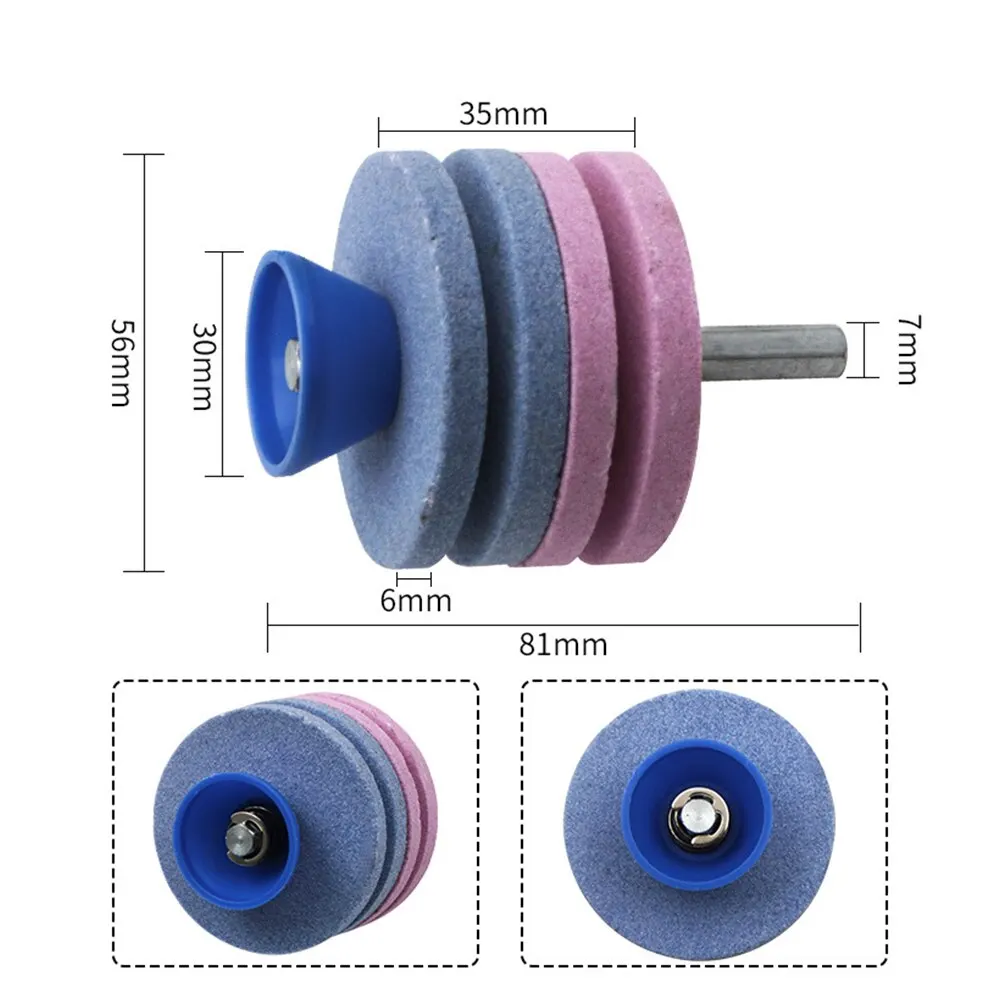 Abrasive Tools Sharpener Grinding Double/Four-layer Hex Handle Universal Grinding Rotary Drill Cuts Whetstone for Lawn Mower