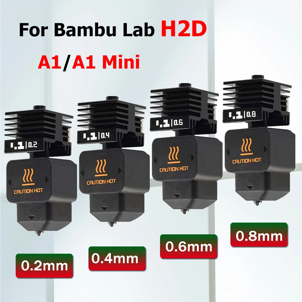 

0.4/0.6/0.2/0.8mm Hot End for Bambu Lab H2D Accessories Hotend Replaceable Hard Steel Nozzles Assembly Kit for Bambulab A1 Mini