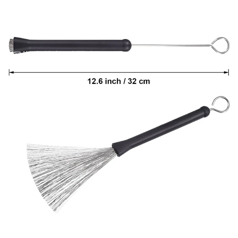 Einziehbare Stahldraht Drum Brush 32cm Drum Percussion Drumsticks mit Kunststoff griffen musikalisches Zubehör