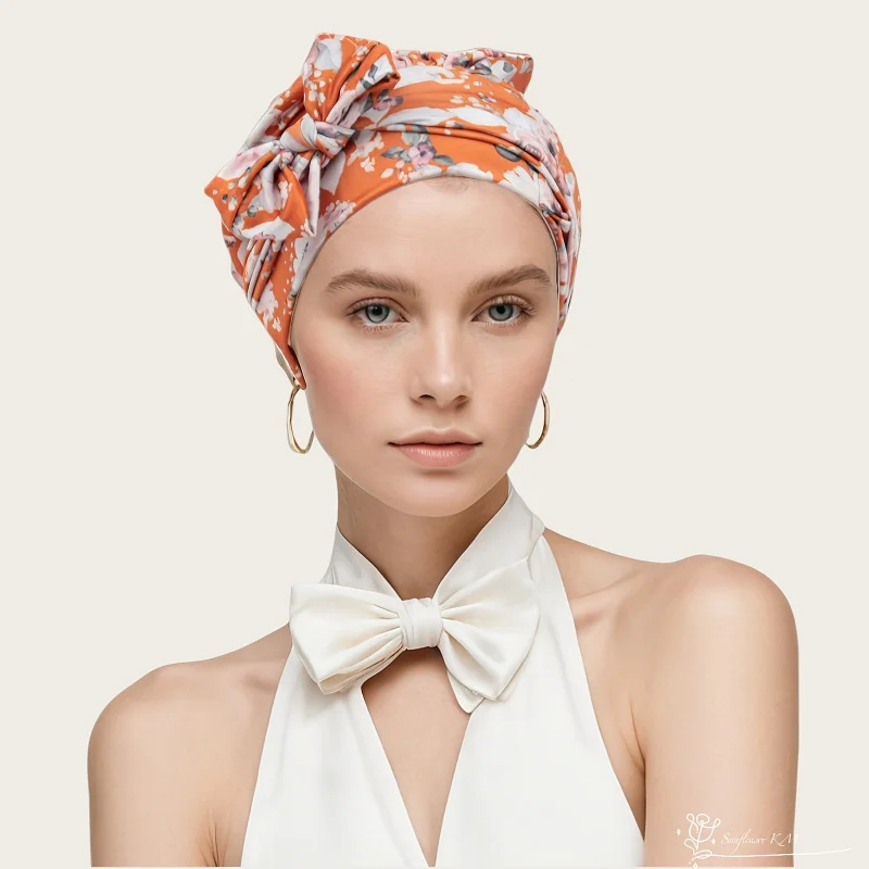 Women'S Printed Turban Small Hat Multi-Style Tying Bandana Headscarf Country Style Floral Print Head Wrap