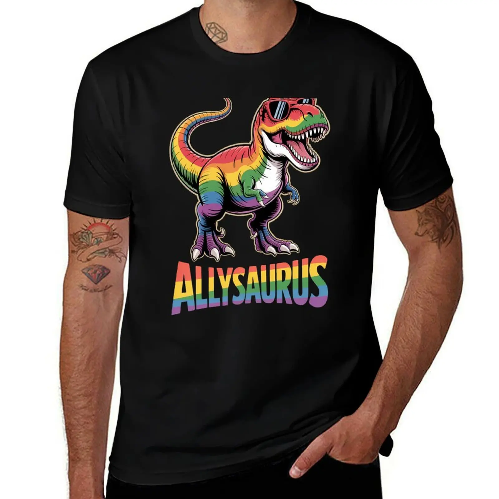 Dinosaur Rainbow Flag Ally LGBT Allysaurus LGBT Pride T-Shirt Breathable Lightweight Summer Top