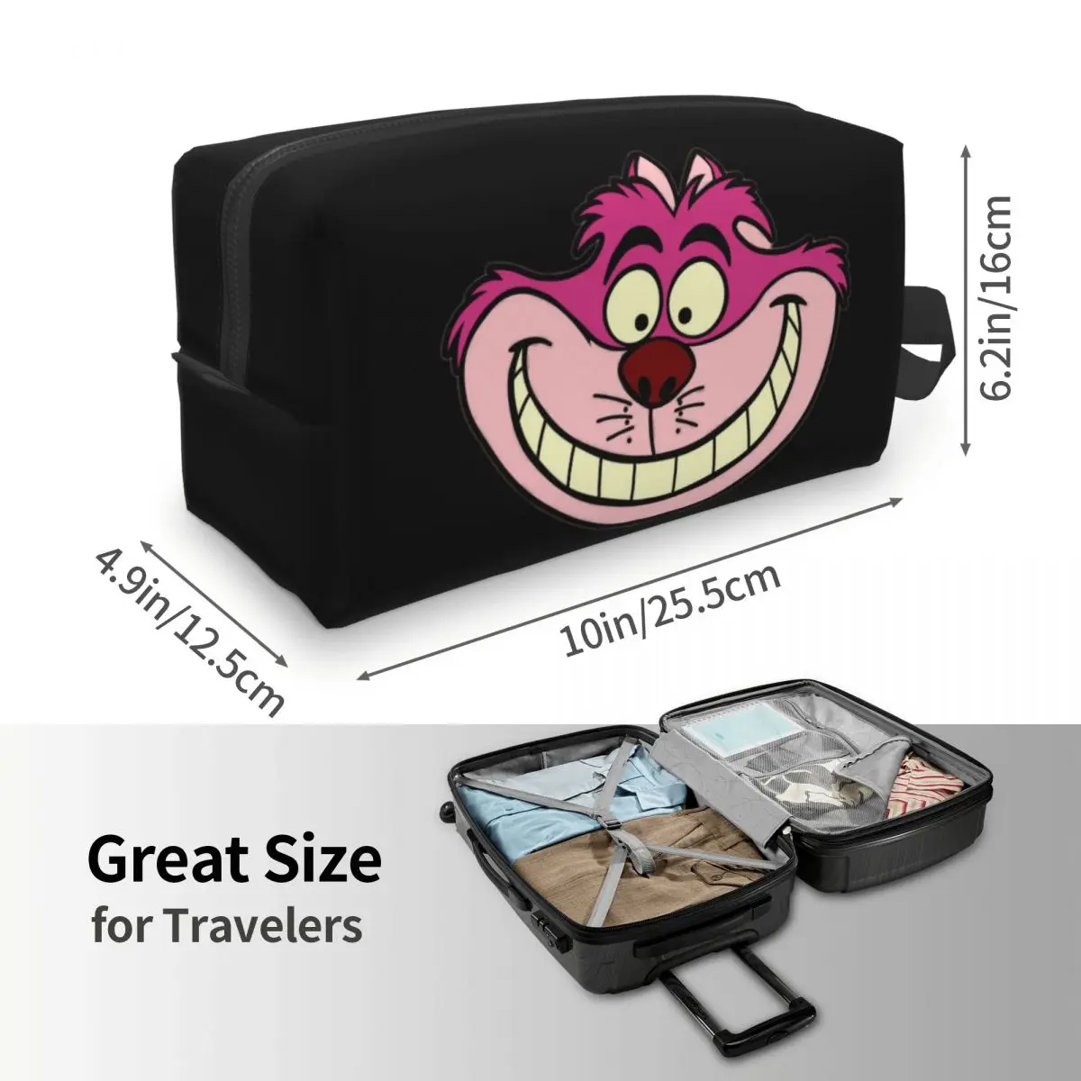 Custom Kawaii Cheshire Cat Travel Toiletry Bag for Women Animal Alice In Wonderland Makeup Cosmetic Bag Beauty Storage Dopp Kit