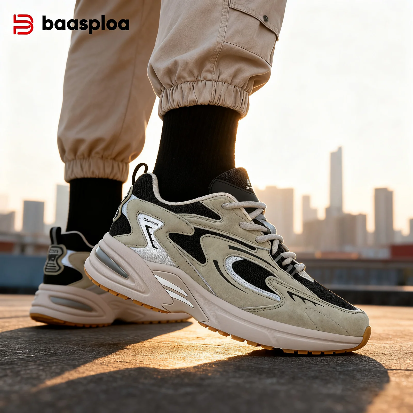 

Baasploa Men Running Shoes 2025 Fashion Mesh Breathable Sport for Men Fashion Comfort Lightweight Walking Sneakers Non-Slip