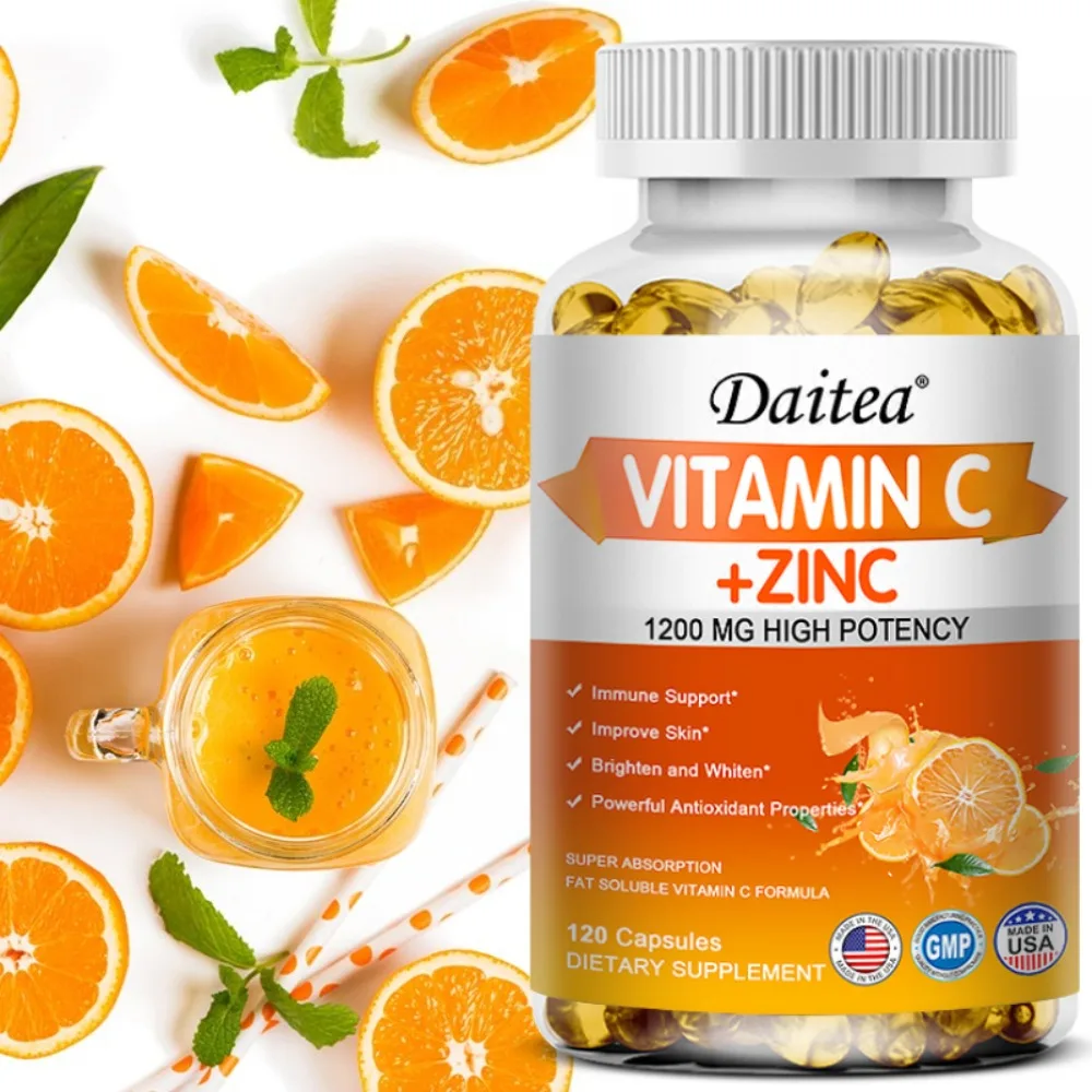 Vitamin C with Zinc Capsule - Immune System, Skin Health Vitamins, Antioxidant Supplement