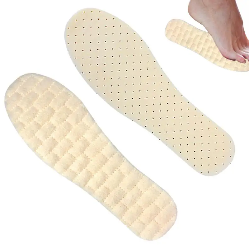 Latex Shoe Insoles Perforated Design Warm Soft Thick Insoles Soft Thickening Shoe Insoles For Men And Women