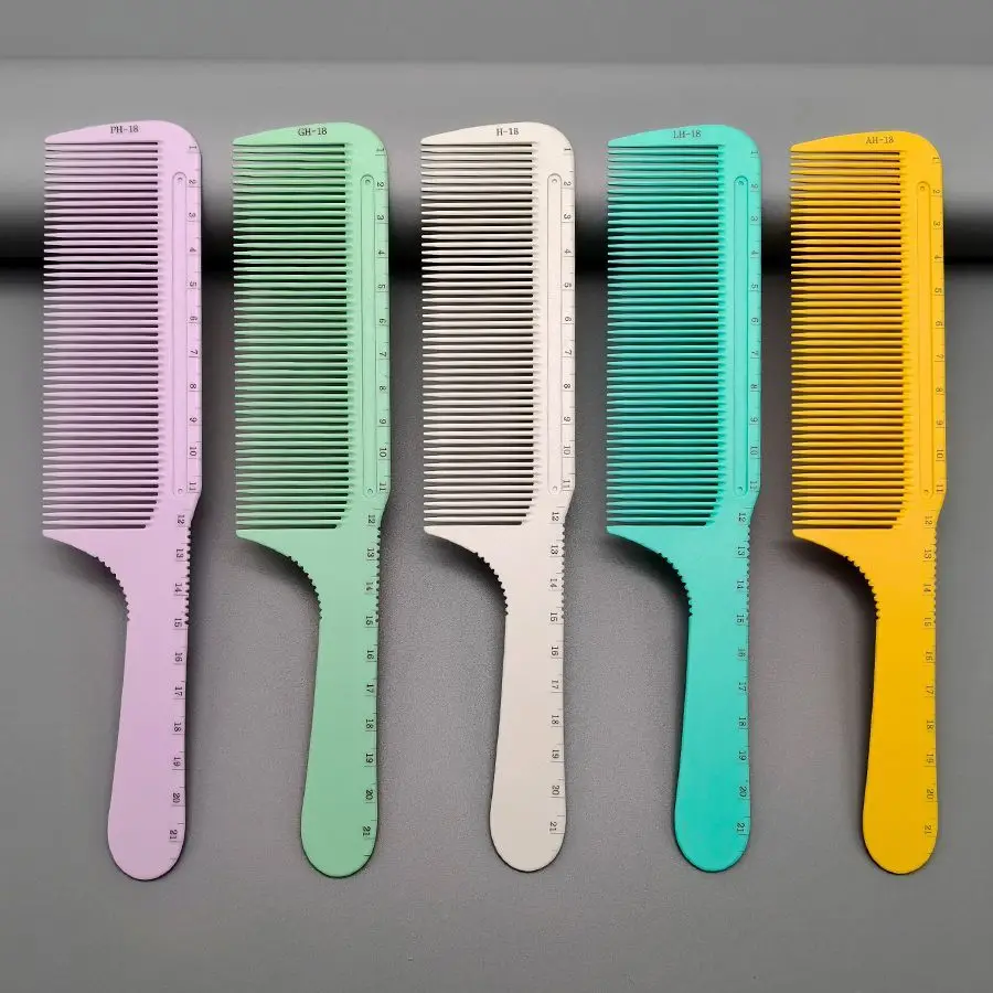 Professioneller Flachkamm mit Griff für Friseursalons, Haarschneidekamm für Herren-Kurzhaarfrisuren, Friseur-Haarbürste – Detail 15