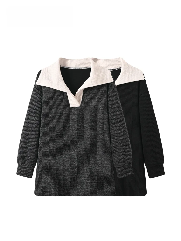 

Loose Long Sve Knitted Sweater Women's Large Size Early Spring New Sle Lazy Splicing Oversize Top Simple Sle Polyester...