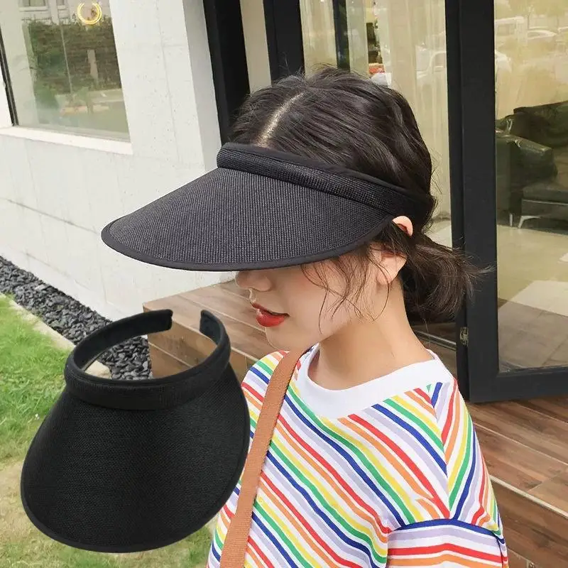 Summer Sun Hat Portable Wide Brim Beach Hats Outdoor Traveling Foldable Visor Hat Multi-function Straw Cap Suncap For Women