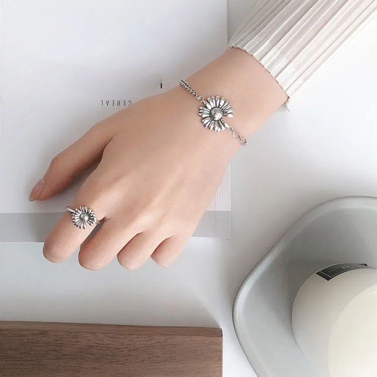 925 Sterling Silver Bracelets for Women Men String Accessories Trend Vintage Flower Pendant Party Jewelry Gift