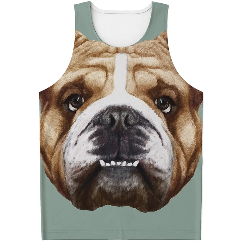 

25 Cartoon French Bulldog Pattern Tank Top Men 3D Printed Animal Fitness Gym Sleeveless Shirts Summer Street Quick Dry Tee Shirt