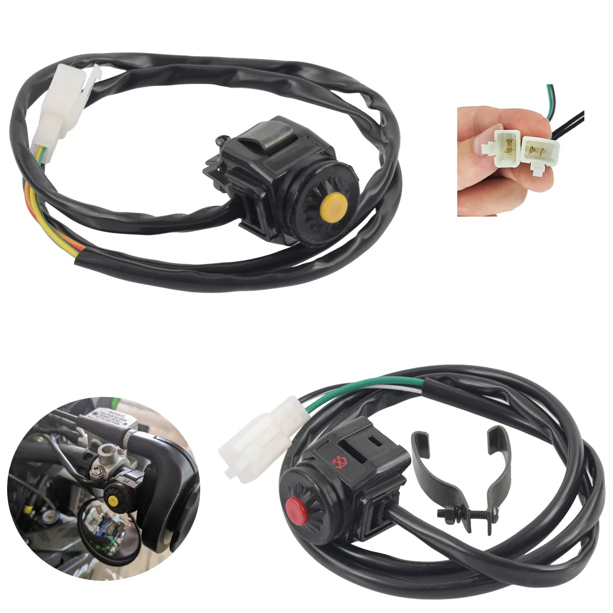 Interrupteur de commande universel pour guidon de moto 22 mm, ATV, moto tout-terrain, démarrage, klaxon, arrêt, interrupteur à bouton