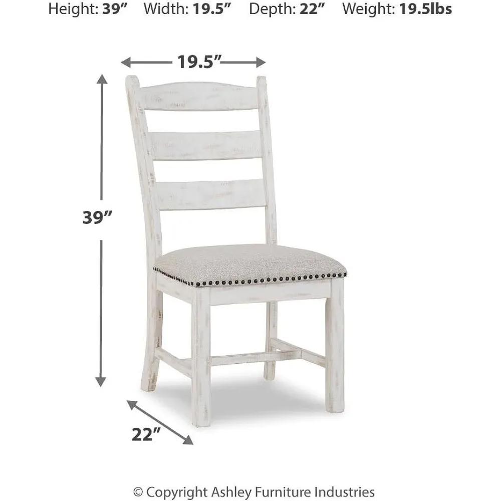 تصميم مميز من Ashley Valebeck Vintage Farmhouse كرسي طعام مبطن، عدد 2، Whitewash