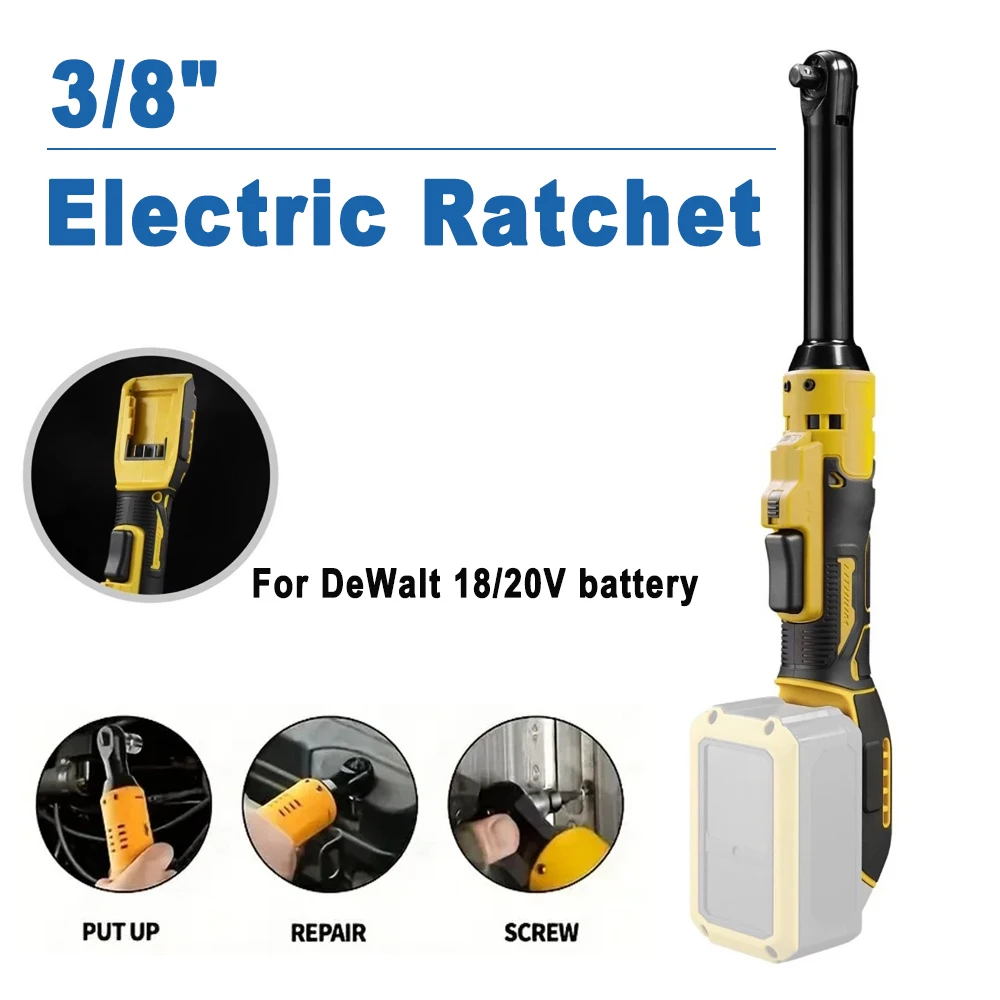 

Беспроводной трещоточный ключ для аккумуляторов DeWalt 18В/20В, 220 Н·м, 3/8 дюйма, электрический драйвер, улучшенная удлиненная герметичная головка трещотки