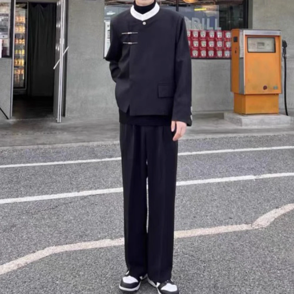 Mens Jackets Metal Button Suit Jackets Autumn Streetwear Fashion Personality Versatile Campus Long Sleeve Tops Men'S Clothing