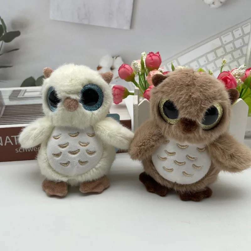 Big Eyes Owl Plush Toy Keychain para Crianças, Simulação De Desenhos Animados, Pingente De Mochila, Bonito, Melhor Presente De Aniversário, Novo