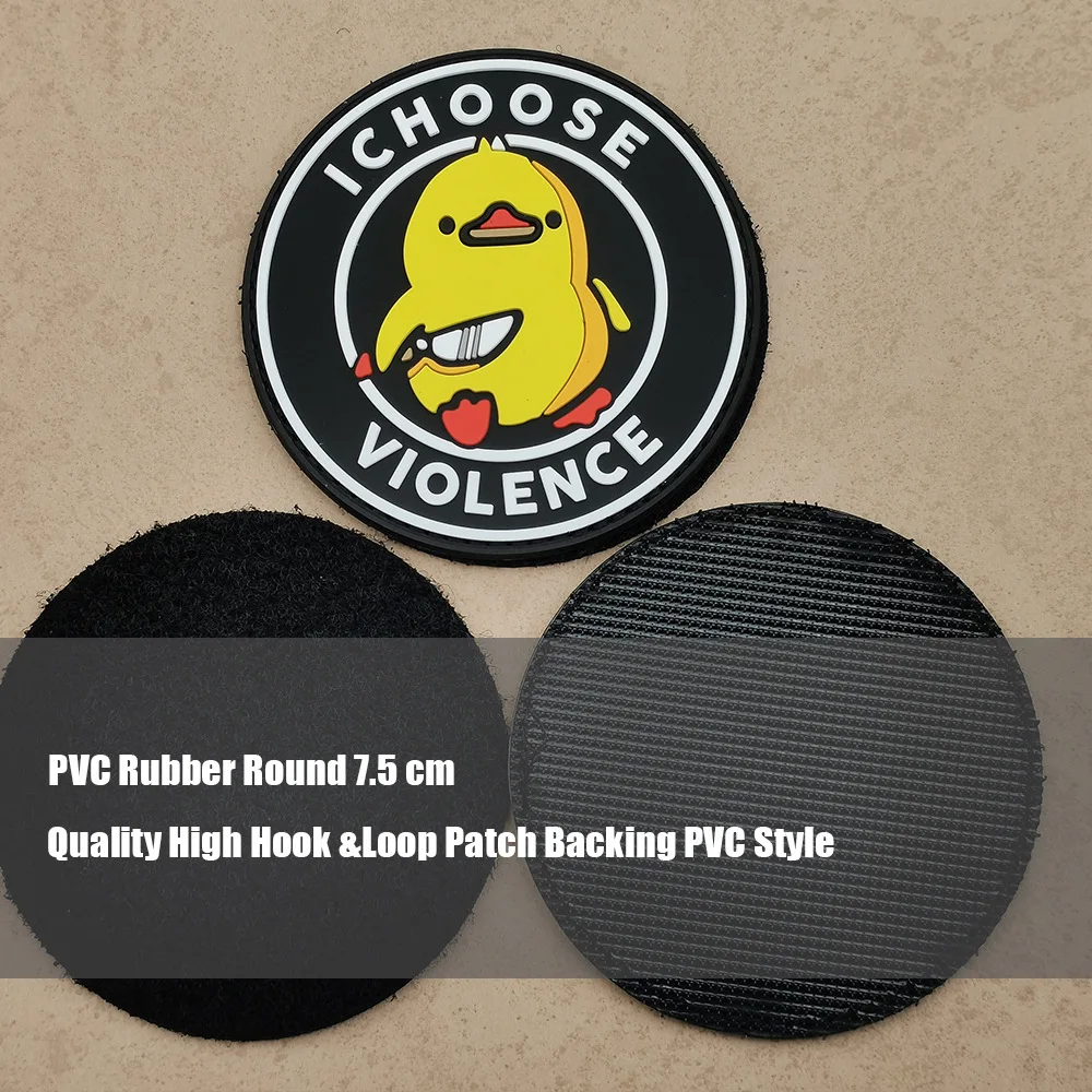 I Choose Vilolence Embroidery and PVC Patch Armband Badge Embellishment Tactical Cartoon Yellow Duck Knife Decorative Patches