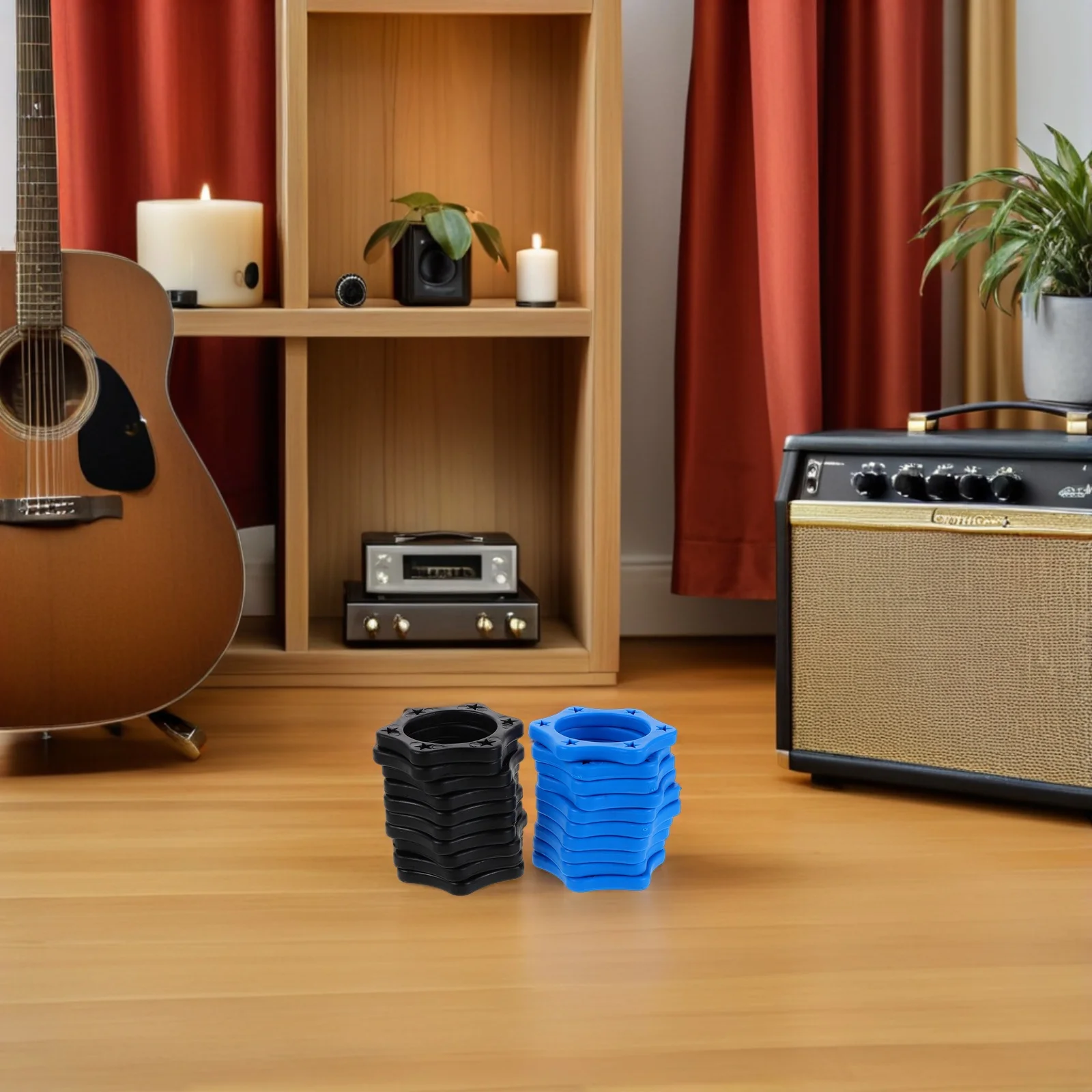 

20Pcs Microphone Protective Rings Hexagonal Silicone Anti-Drop Sleeve Shockproof Mic Anti-Rolling Ring for Live Performance Ktv