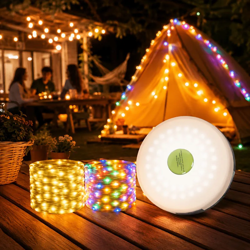 Camping String Light Rechargeable Waterproof LED Hanging Light Christmas Decoration Light for Outdoor Tent Garden Party Festival
