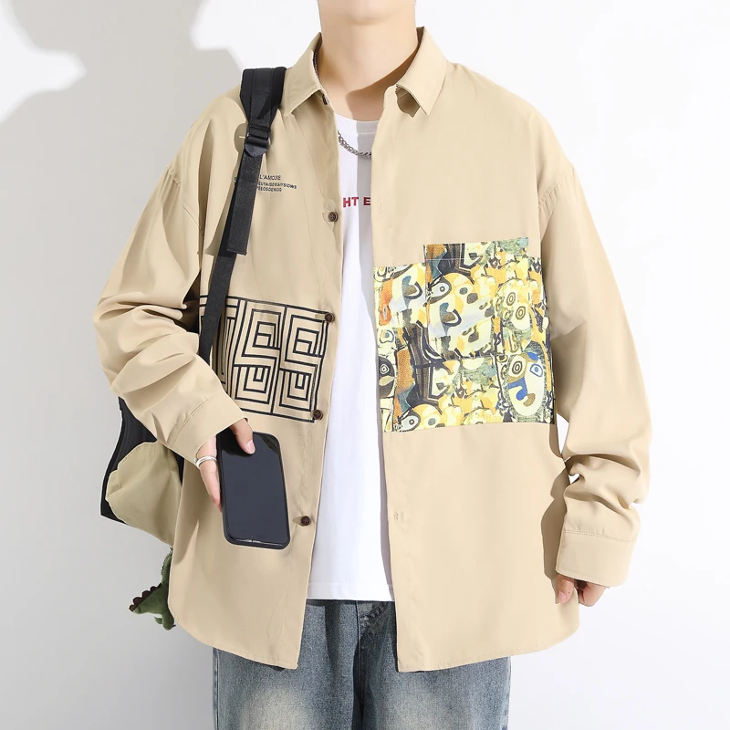 

2024 Design sense niche long sleeved shirt, men's personalized high-end sense shirt, Loose Fashionable casual jacket