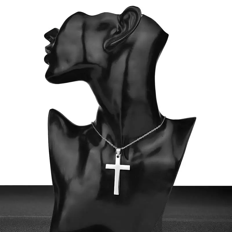 Fashion Cross Necklace For Women Men Stainless Steel Chain Cross Pendant Necklace Jesus Christian Charm Chokers Jewelry Gifts