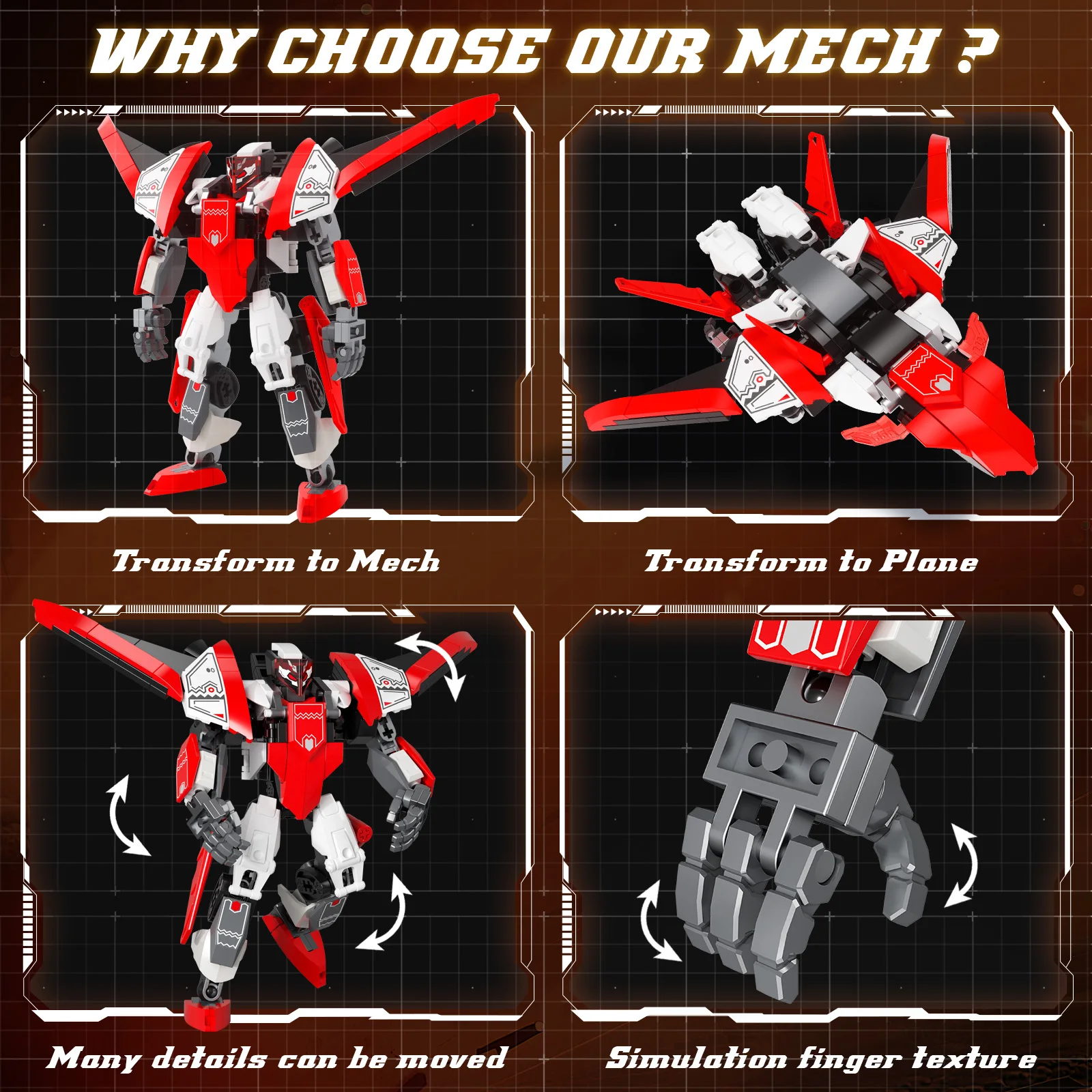 F5 Creative Aircraft Transformation Robot Building Block Set Fighter Mecha Model Building Block Ornaments Boys Toy Birthday Gift