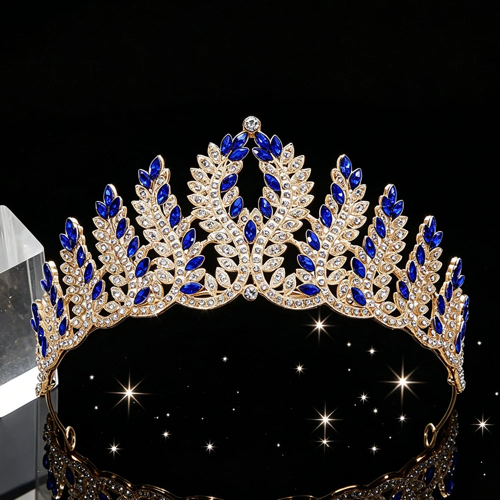 Fashion Baroque Bridal Tiara Sparkling Rhinestone Queen Crown, Elegant Royal Headpiece Wedding Pageant Competition Birthday
