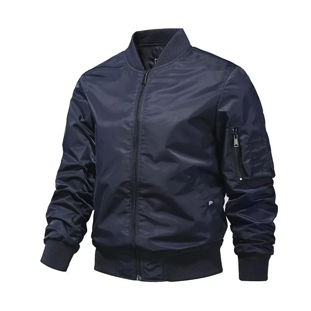 

Military Jackets for Men, Monochromatic Bomber Jacket, Outerwear, Aviator Baseball Jackets, Outdoor Clothing, Spring and Autumn