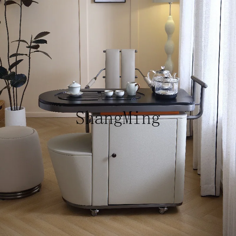 

CL modern light luxury movable tea cart balcony kung fu tea table small apartment Wujinshi table kettle integrated