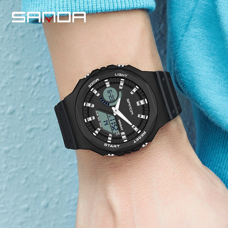 SANDA Fashion Men\'s Outdoor Sports Watch G Waterproof Digital LED Ladies Military Electronic Army Wristwatch Clock Girl Reloj