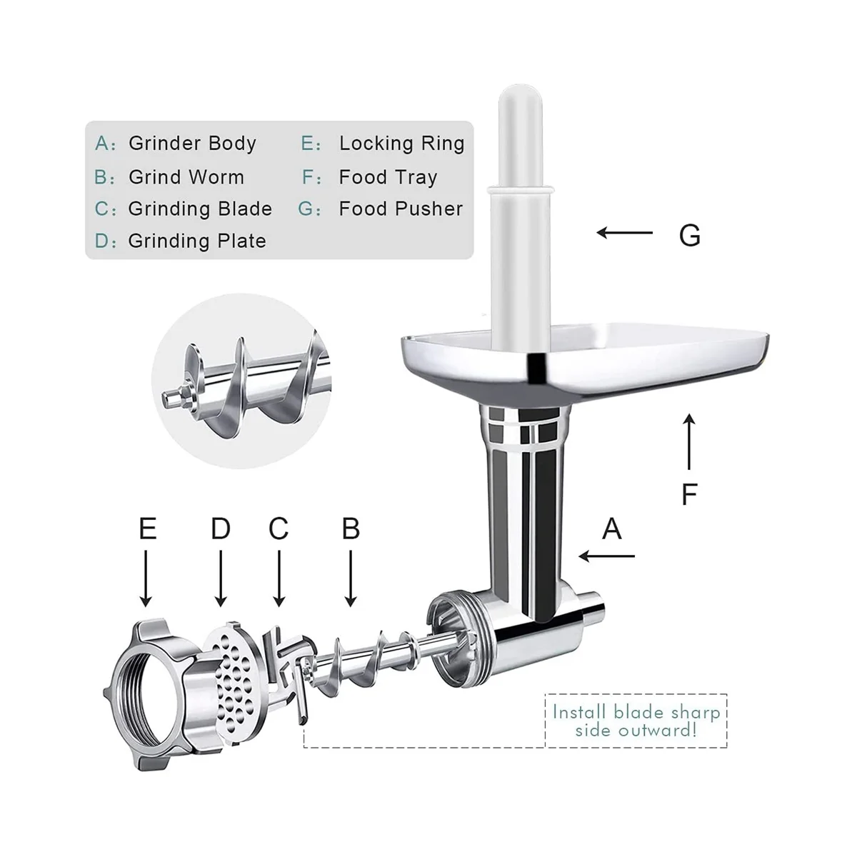 Para suporte misturador moedor de carne salsicha stuffer tubos moedor carne lâmina metal moedor alimentos acessório