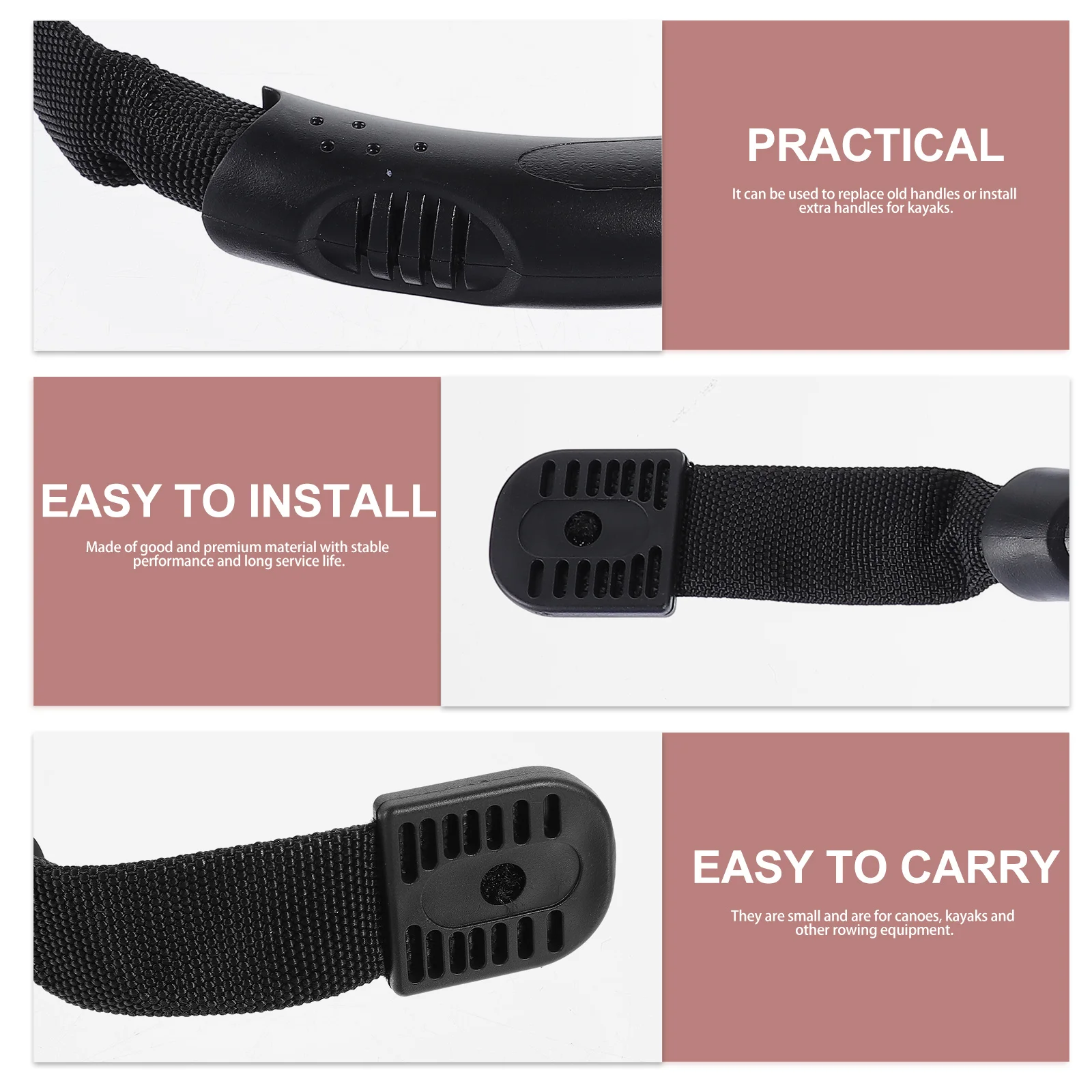 1 مجموعة 1 مجموعة كاياك مقبض عدة Pp النايلون الفولاذ المقاوم للصدأ الزورق كاياك حمل مقبض استبدال أجزاء لقارب الرياضات المائية في الهواء الطلق