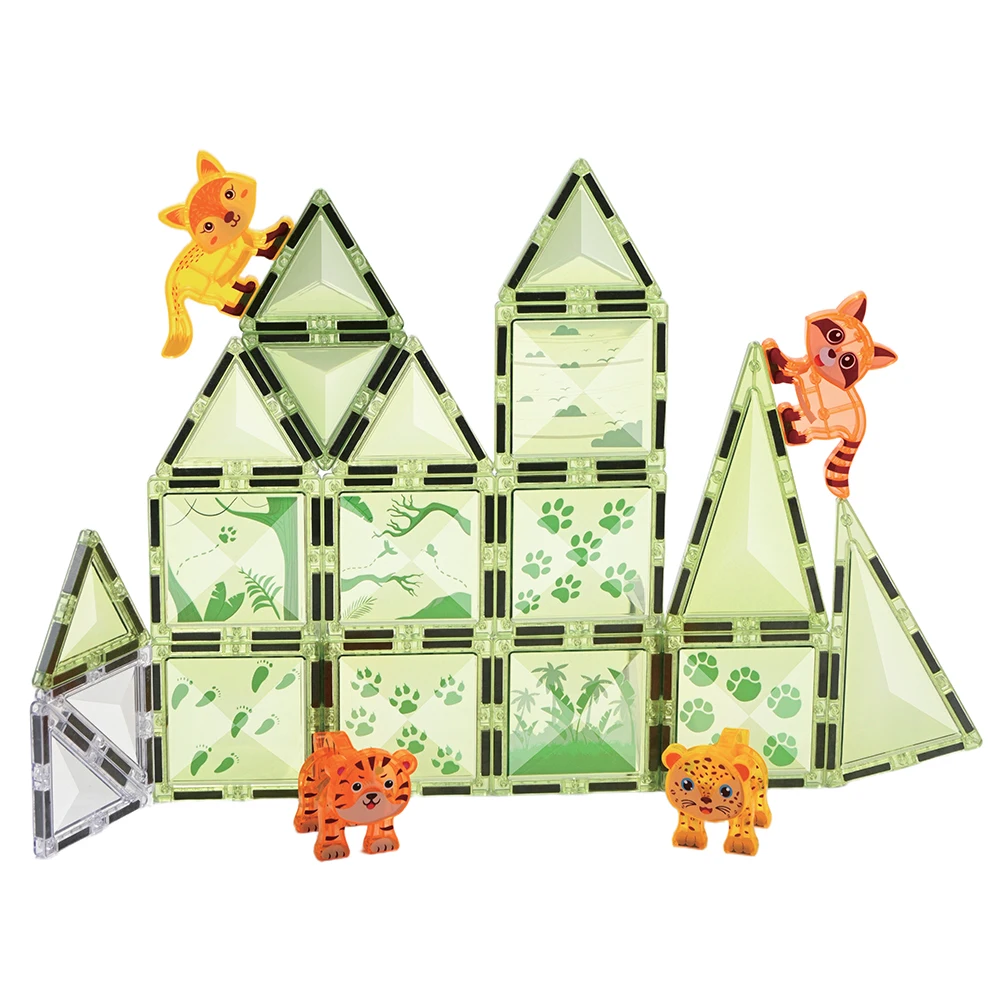 كتل مغناطيسية تعليمية من Magplayer للأطفال ألعاب مغناطيسية بلاط مغناطيسي ألعاب حيوانات متحركة ثلاثية الأبعاد للأطفال الصغار بعمر 3 سنوات فما فوق