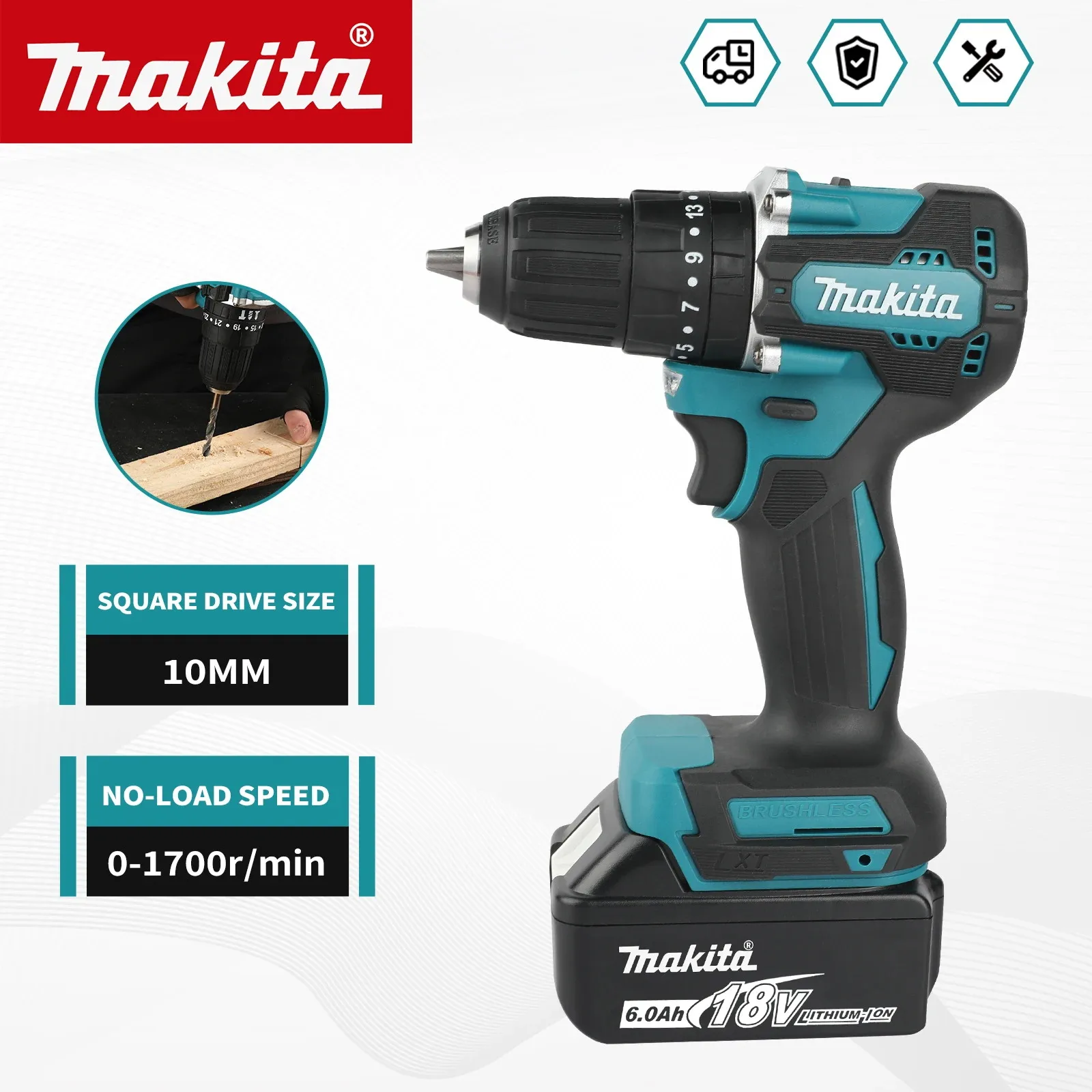 Makita DDF487 18V CordlessScrewdriver PercussionDrill Electric Variable Speed Brushless Motor Impact Power Tools Power Drill 🔋
