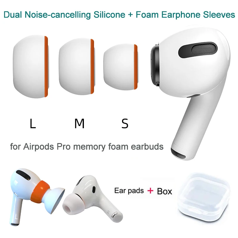 Replacement Memory Foam Eartips For Airpods Pro Earphones Earbuds Ears Tip,Dual Noise-cancelling Silicone + Foam Earphone Sleeve