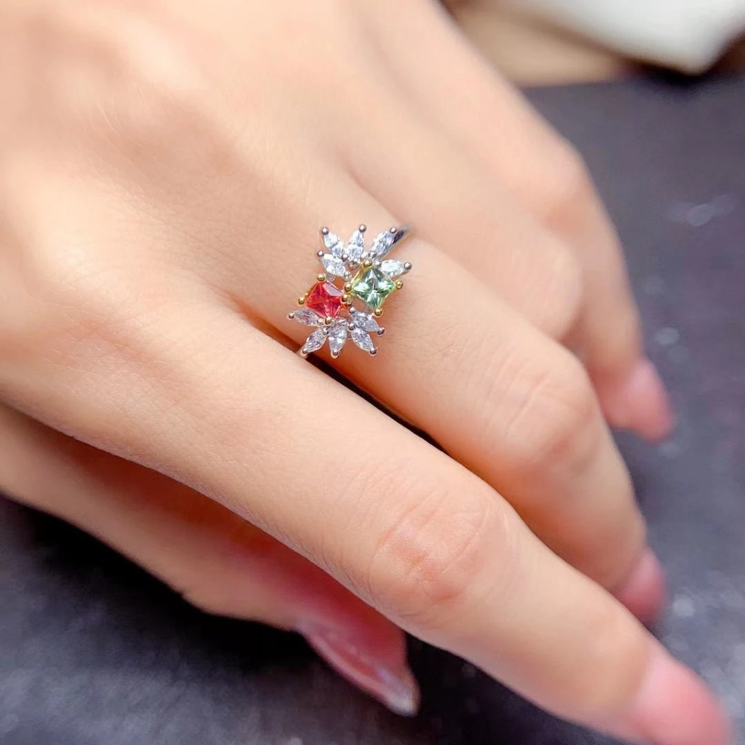 CoLifeLove Dazzling Silver Gemstone Ring for Party 3mm Natural Sapphire Ring 925 Silver Sapphire Jewelry September Birthstone