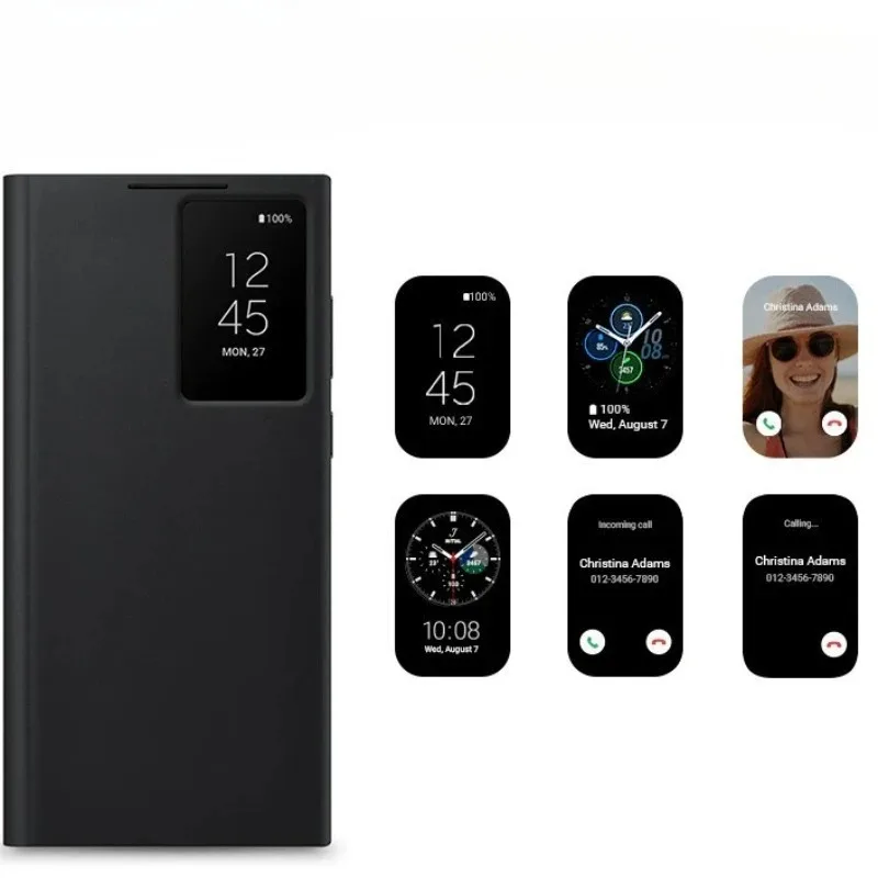 Smart Clear View Flip Mirror Phone Case For Samsung Galaxy 5G S23 / S23Plus / S23 Ultra Intelligent chip model Protective Covers